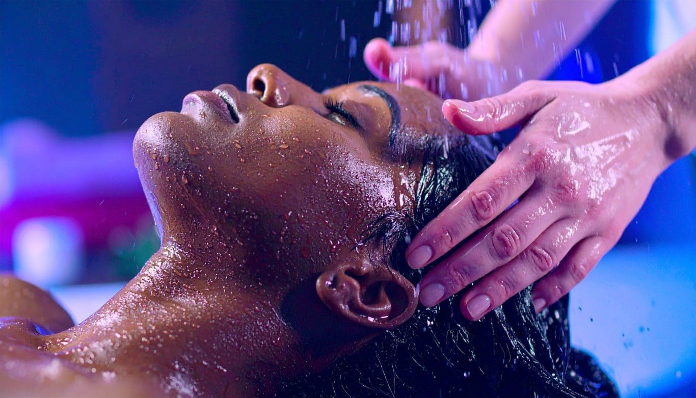 Hair care and relaxation blend seamlessly together.